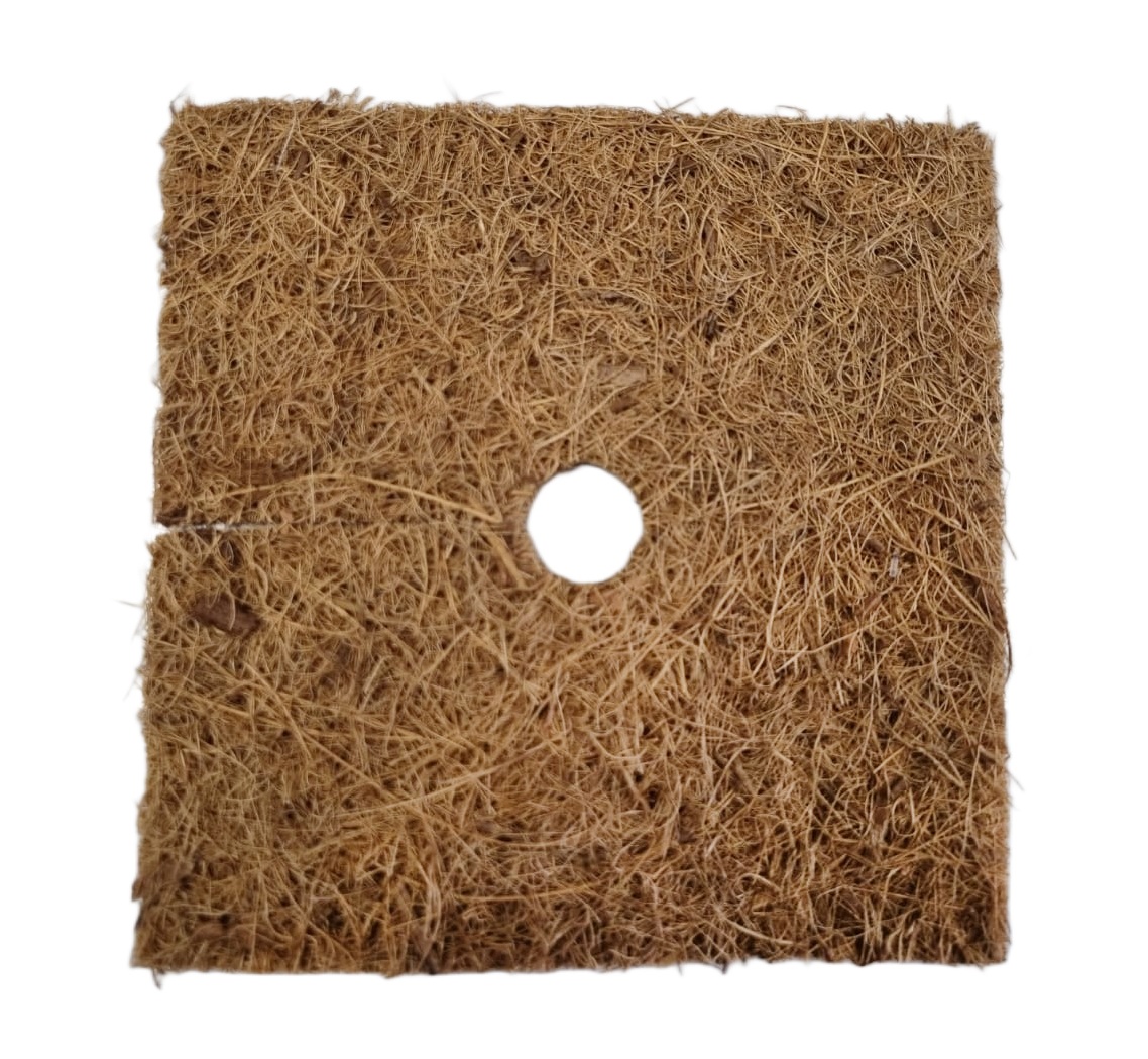 Mata ściółkująca kokosowa kwadratowa do mulczowania 14x14cm dla doniczki 2L